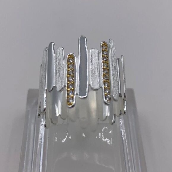 Pendant & chain, solid sterling 925 silver, real gold accent, hand made, 11 in. - Picture 16 of 16